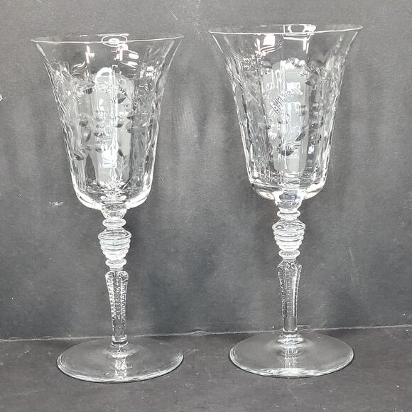 Water Goblet Rembrandt by Rock Sharpe Vtg 7.75" Floral Lot of 2 - Picture 11 of 12